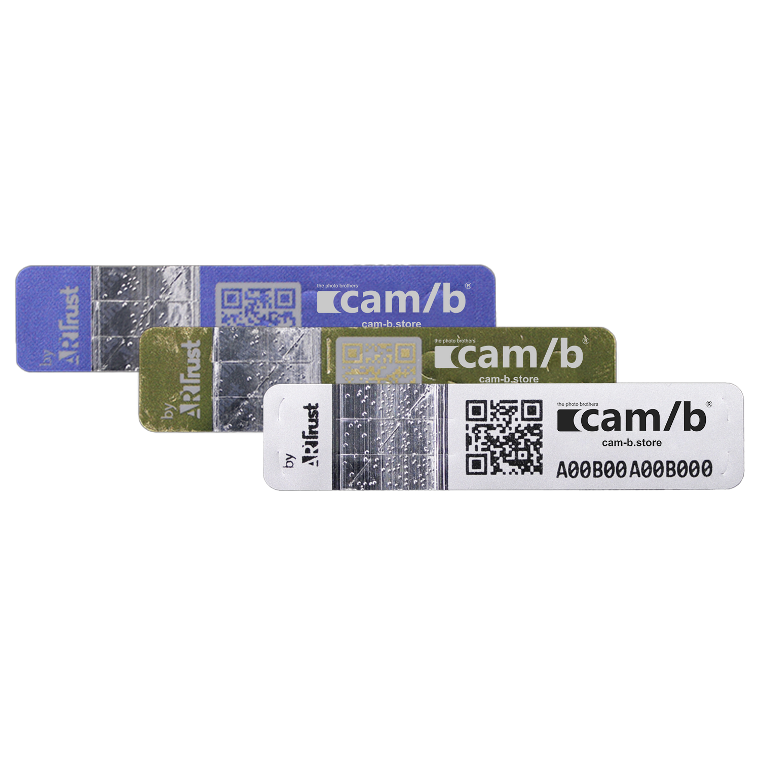 ARTtrust ARTseal 3 cam/b Edition Sicherheits-Kit für Echtheitszertifikat und drei fälschungssicheren Bubble Tag Siegeln.