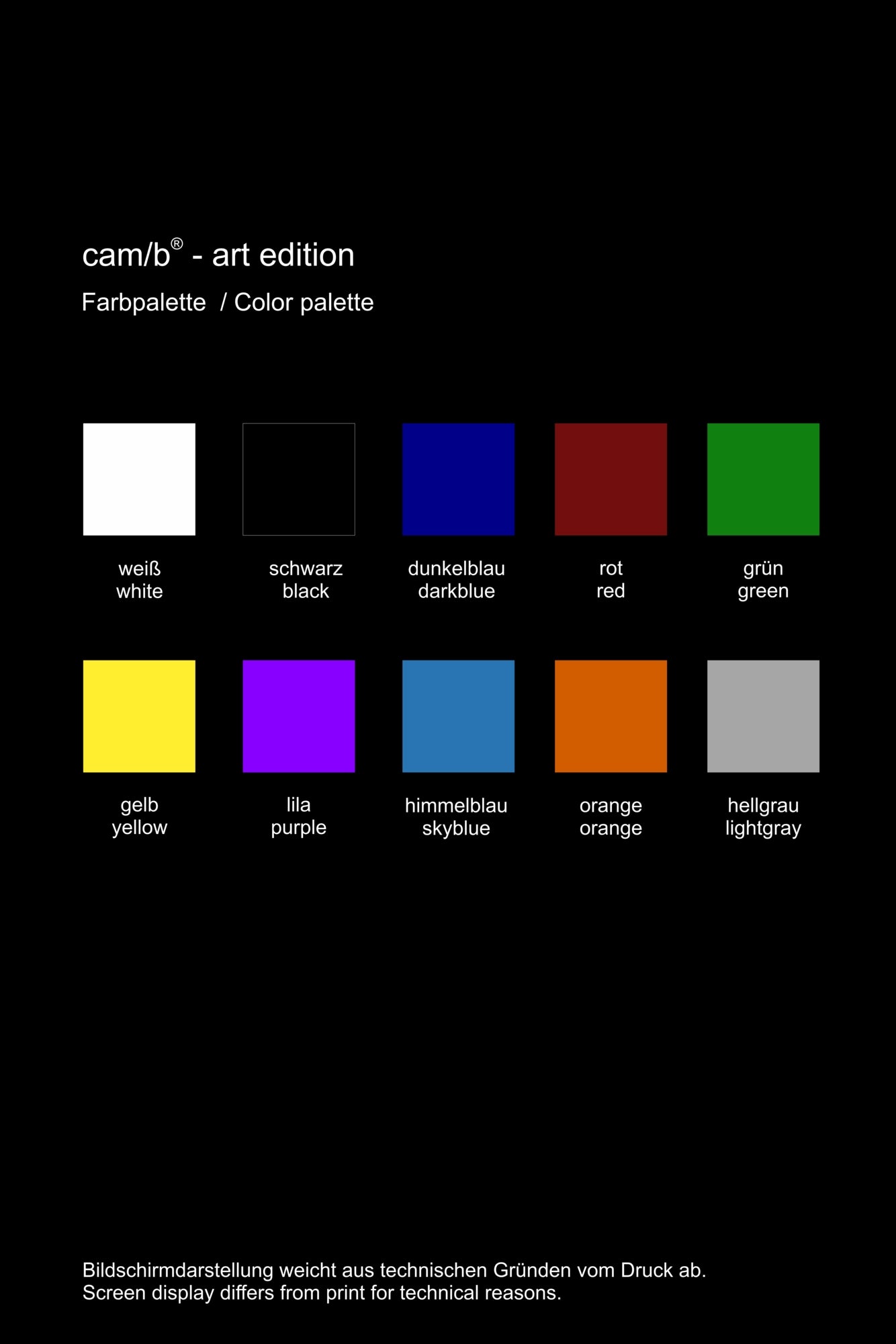 ART EDITION cam/b Farbpalette