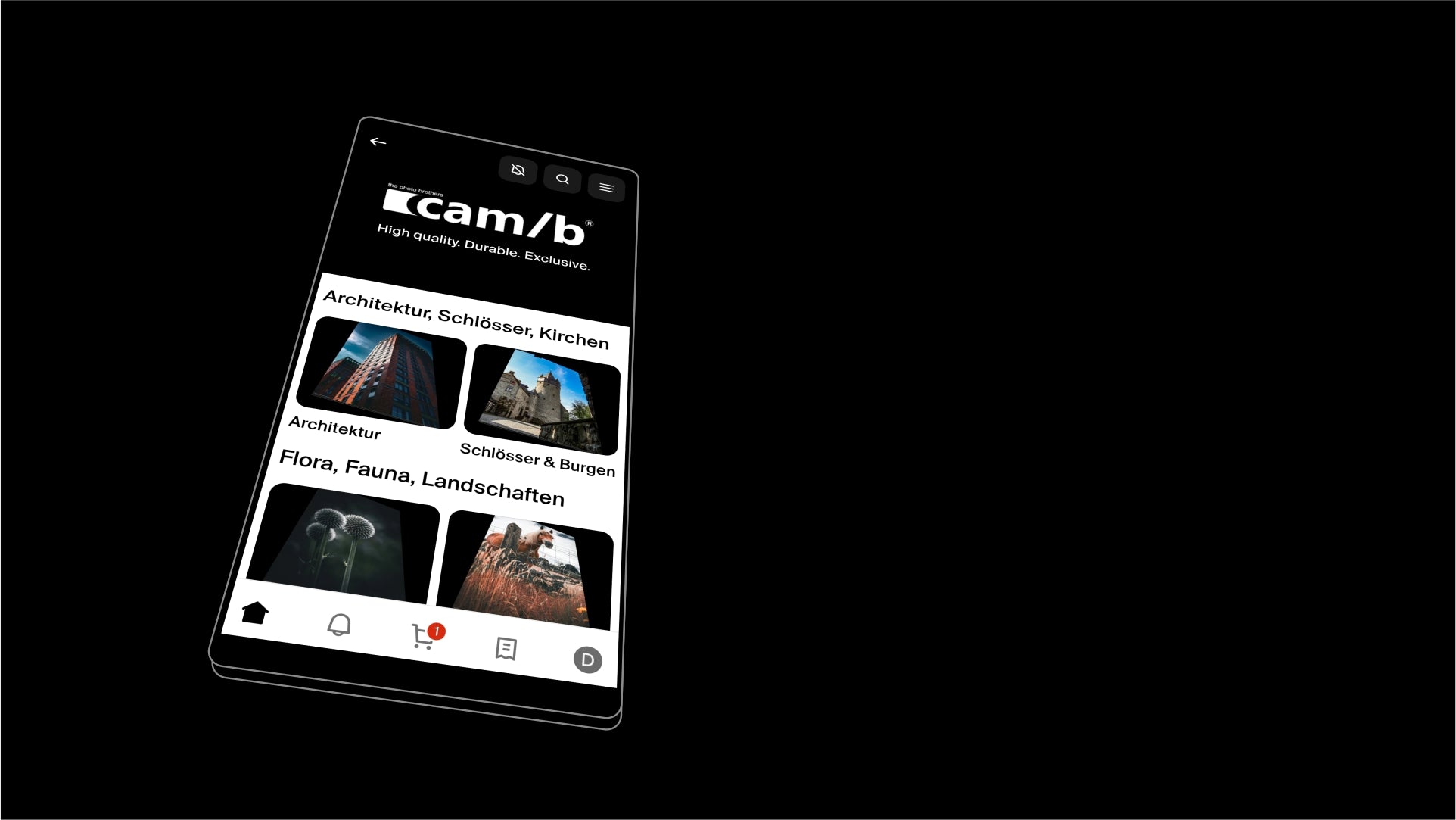 Bild: 3D Ansicht eines Smartphones mit shop.app