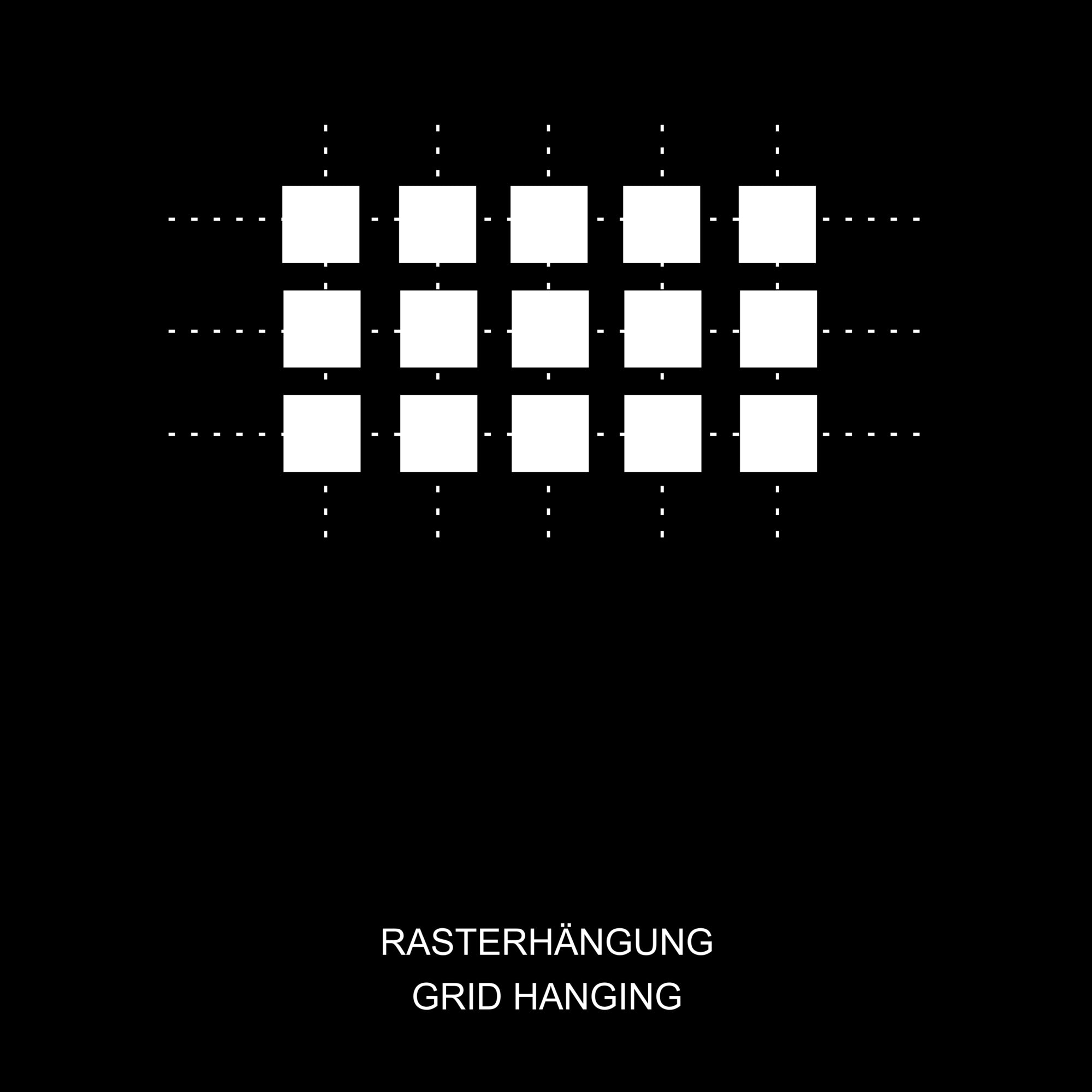 Aufhängart "Rasterhängung" Skizze
